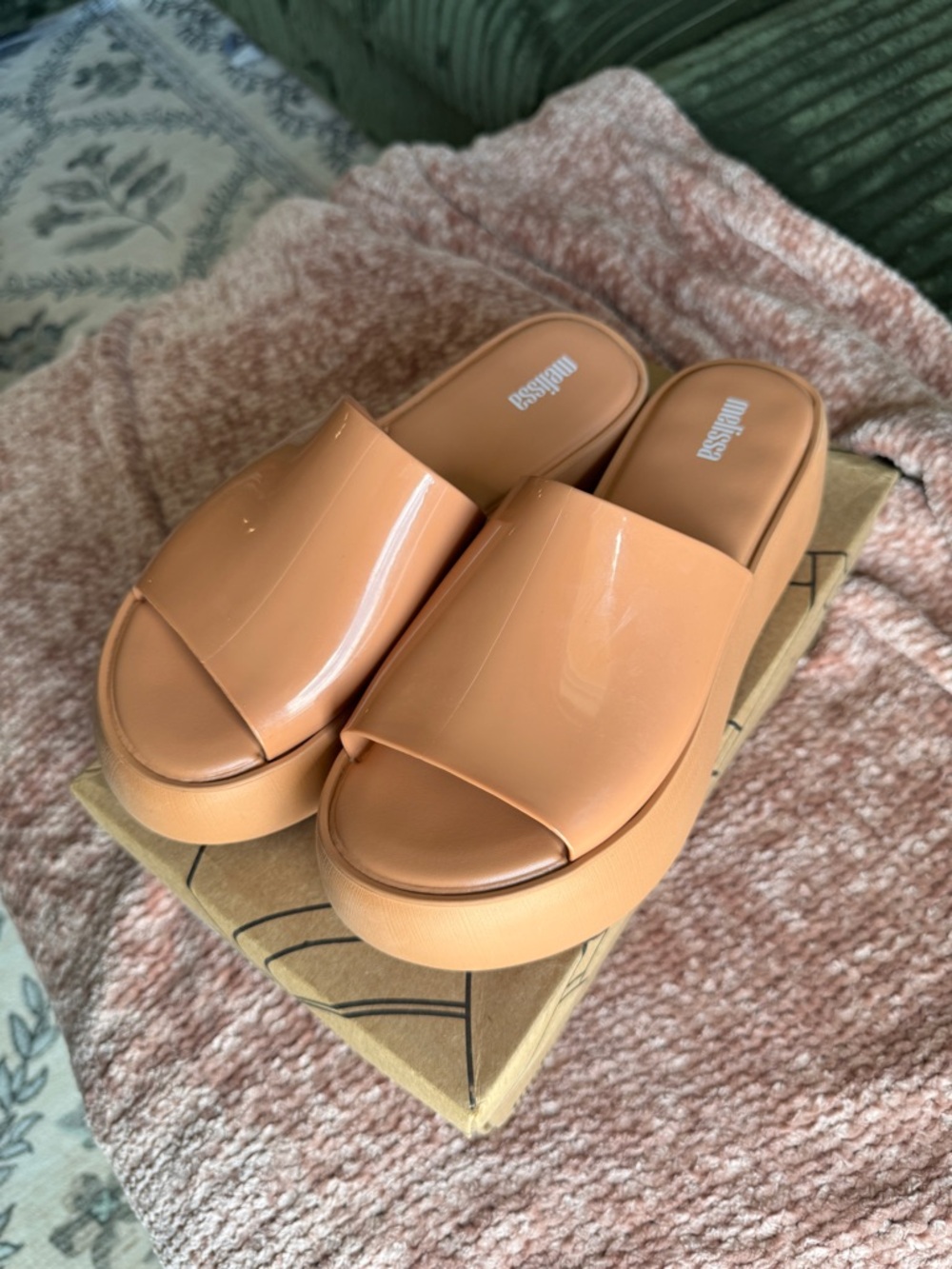 Melissa Platform Slide Sandals in Peach - Picture 3 of 5